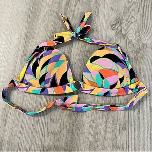 NEW French Connection Multicolor Printed Triangle Padded Bikini Top Size Large